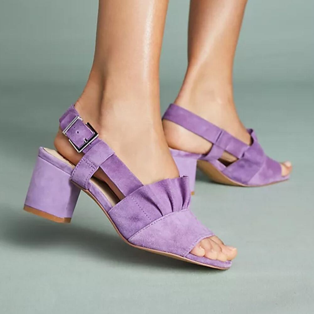 E8 by Miista Romeo Lilac Suede Block Heel Sandals Size 37